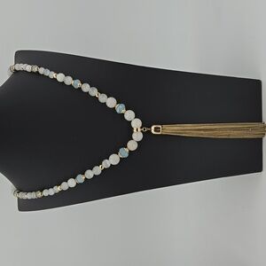 Bella Jack White Cats Eye Bead Tassel Necklace